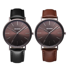 MOQ 50 genuine leather band men women logo japan quartz watches men luxury brand custom watch